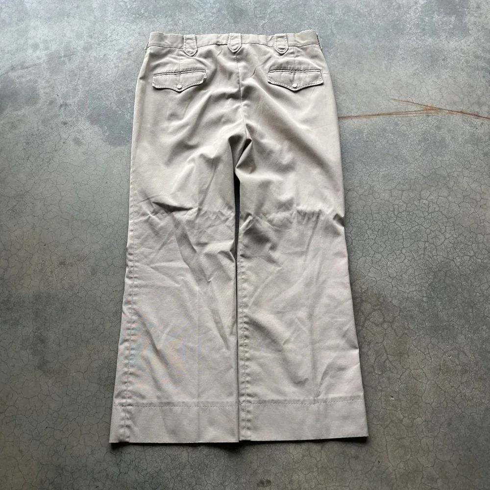 Vintage Mesquite Niver Western Wear Pants Tan WideLeg Workwear Made in USA 32x26